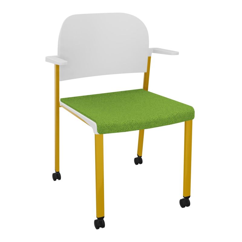 ROMY CHAISE 4P ROULT ASSISE TISSU DOSSIER POLYPRO AVEC ACCOUDOIRS BK SX PT