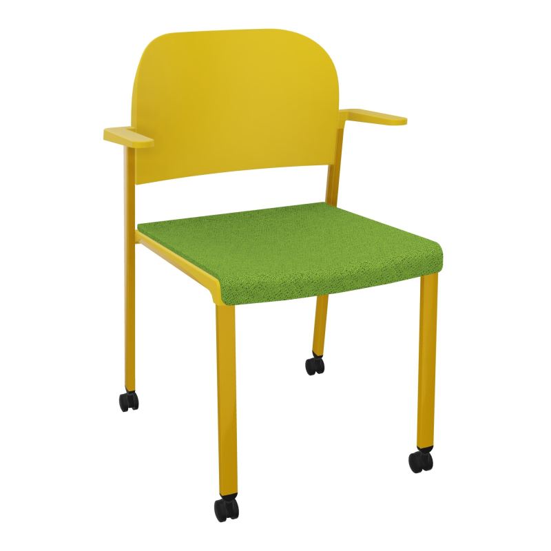 ROMY CHAISE 4P ROULT ASSISE TISSU DOSSIER POLYPRO AVEC ACCOUDOIRS BK SX PW