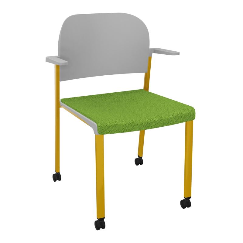 ROMY CHAISE 4P ROULT ASSISE TISSU DOSSIER POLYPRO AVEC ACCOUDOIRS BK SX PX
