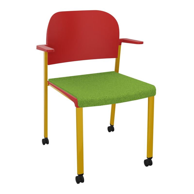ROMY CHAISE 4P ROULT ASSISE TISSU DOSSIER POLYPRO AVEC ACCOUDOIRS BK SX PZ