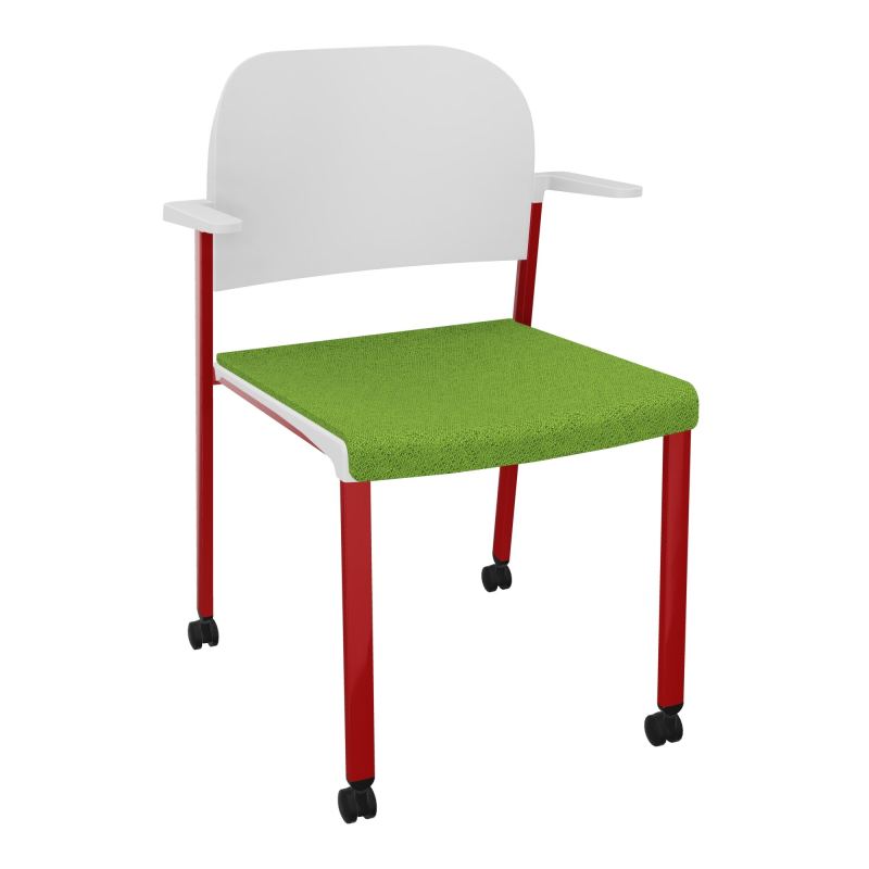 ROMY CHAISE 4P ROULT ASSISE TISSU DOSSIER POLYPRO AVEC ACCOUDOIRS BK ZY PT
