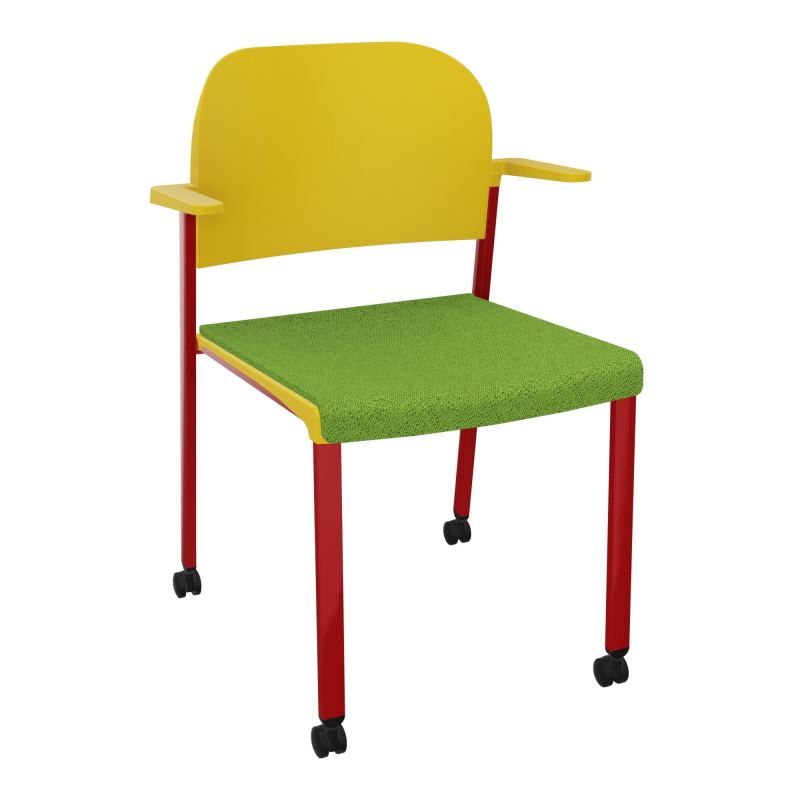 ROMY CHAISE 4P ROULT ASSISE TISSU DOSSIER POLYPRO AVEC ACCOUDOIRS BK ZY PW