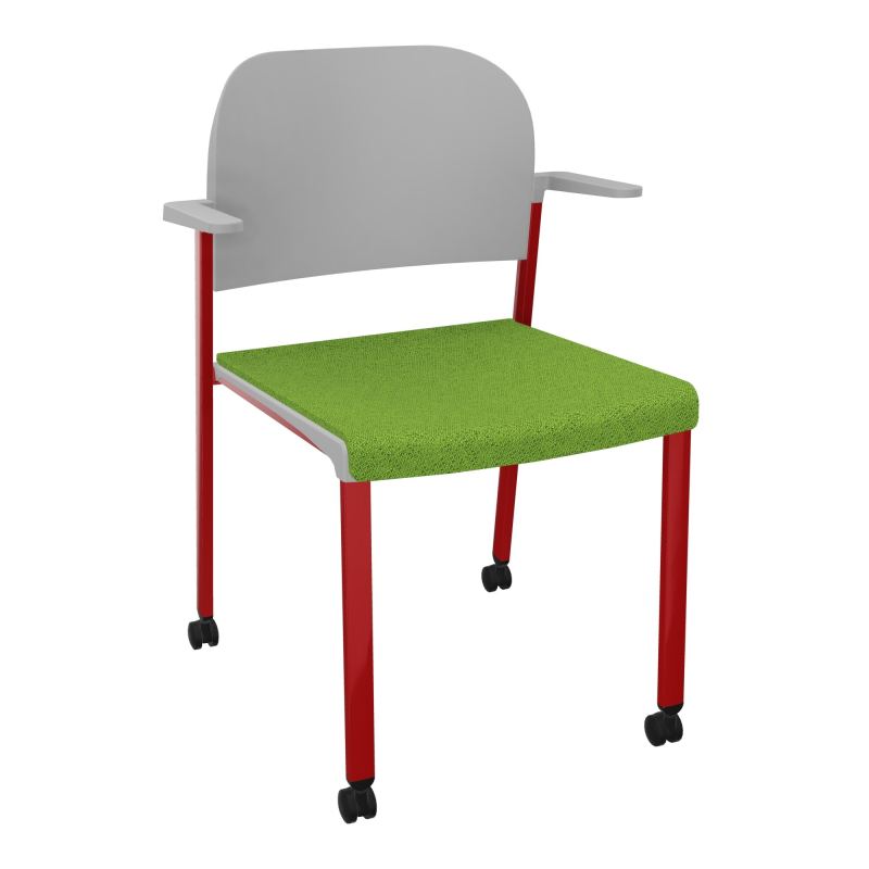 ROMY CHAISE 4P ROULT ASSISE TISSU DOSSIER POLYPRO AVEC ACCOUDOIRS BK ZY PX