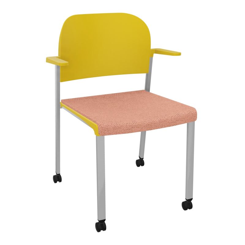 ROMY CHAISE 4P ROULT ASSISE TISSU DOSSIER POLYPRO AVEC ACCOUDOIRS BL SB PW