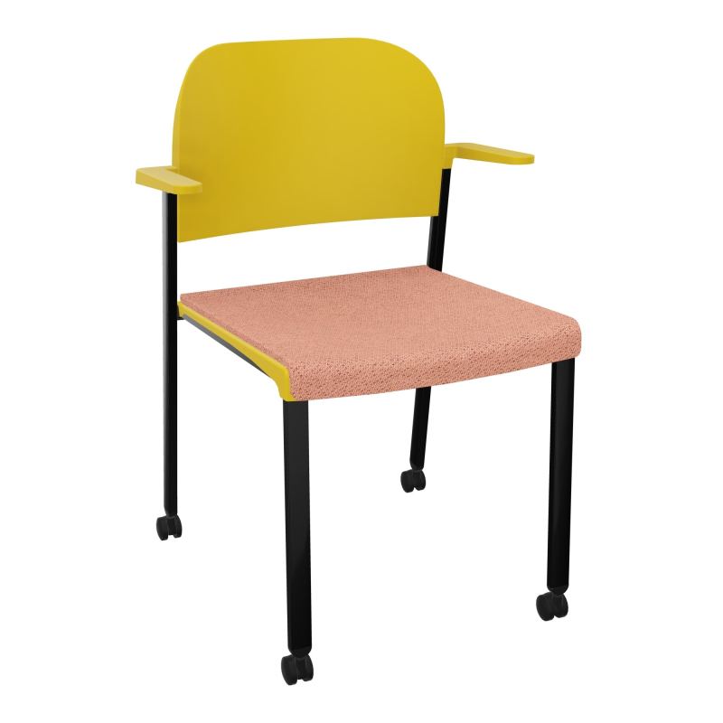 ROMY CHAISE 4P ROULT ASSISE TISSU DOSSIER POLYPRO AVEC ACCOUDOIRS BL SG PW