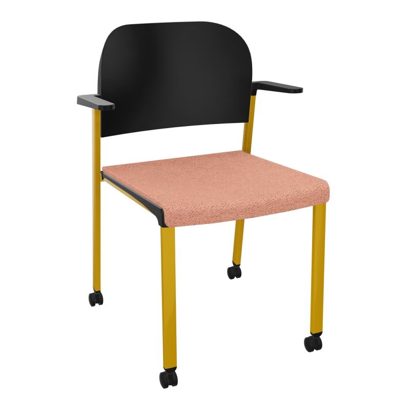 ROMY CHAISE 4P ROULT ASSISE TISSU DOSSIER POLYPRO AVEC ACCOUDOIRS BL SX PU