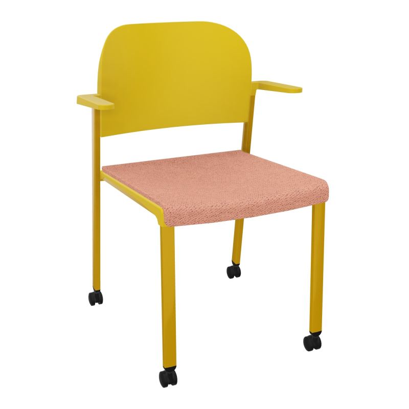 ROMY CHAISE 4P ROULT ASSISE TISSU DOSSIER POLYPRO AVEC ACCOUDOIRS BL SX PW