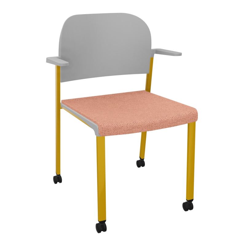 ROMY CHAISE 4P ROULT ASSISE TISSU DOSSIER POLYPRO AVEC ACCOUDOIRS BL SX PX