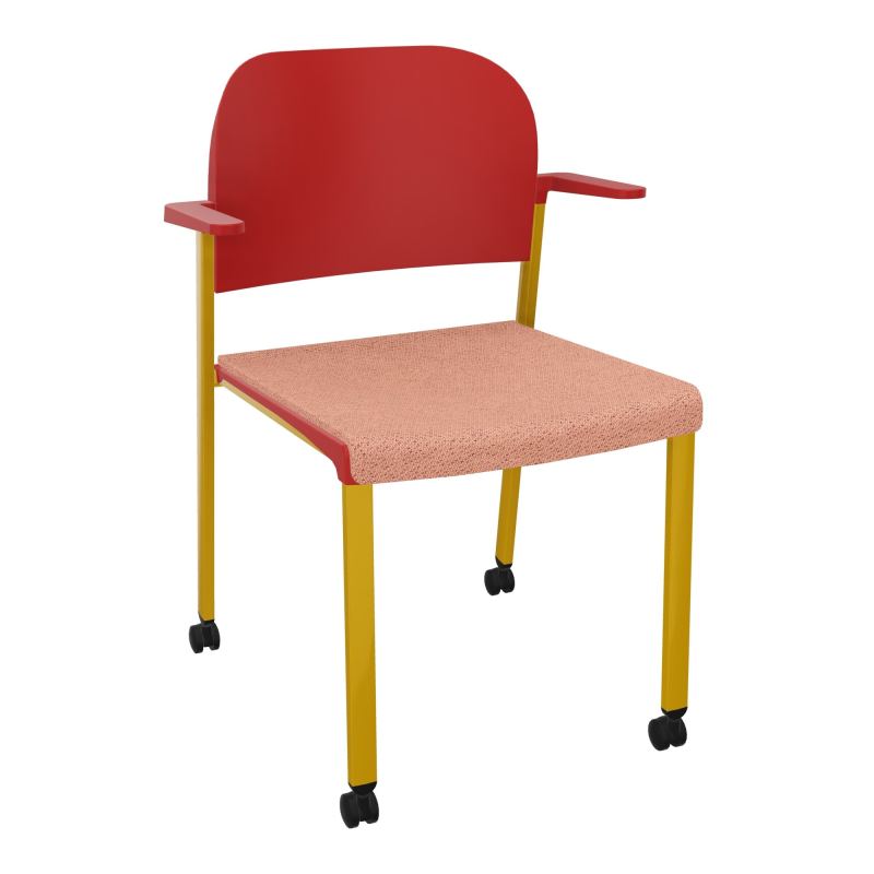 ROMY CHAISE 4P ROULT ASSISE TISSU DOSSIER POLYPRO AVEC ACCOUDOIRS BL SX PZ