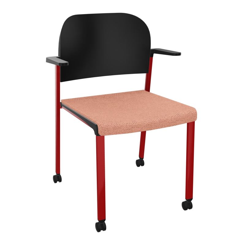 ROMY CHAISE 4P ROULT ASSISE TISSU DOSSIER POLYPRO AVEC ACCOUDOIRS BL ZY PU