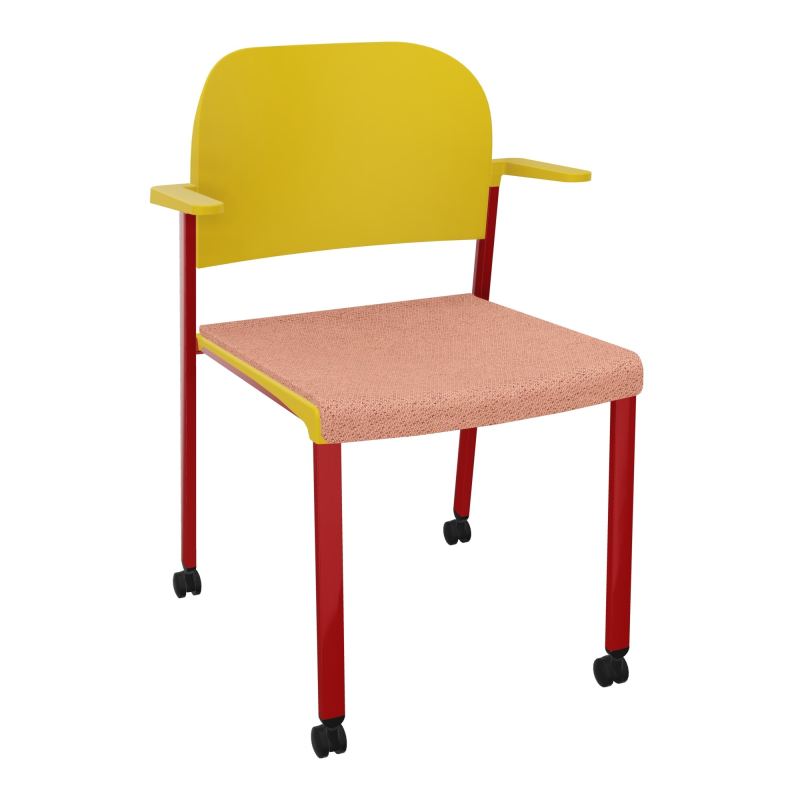 ROMY CHAISE 4P ROULT ASSISE TISSU DOSSIER POLYPRO AVEC ACCOUDOIRS BL ZY PW