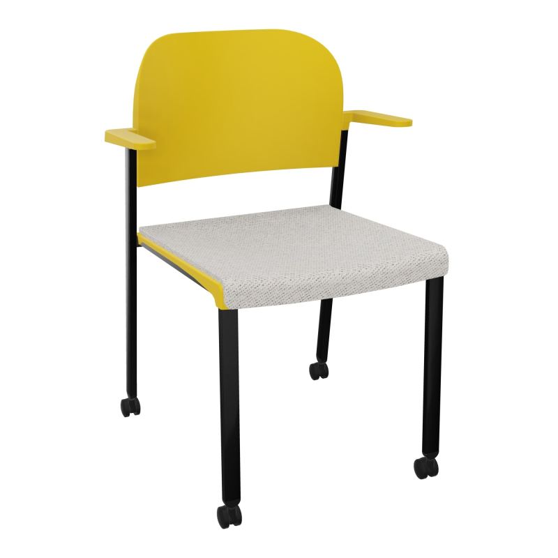 ROMY CHAISE 4P ROULT ASSISE TISSU DOSSIER POLYPRO AVEC ACCOUDOIRS BM SG PW