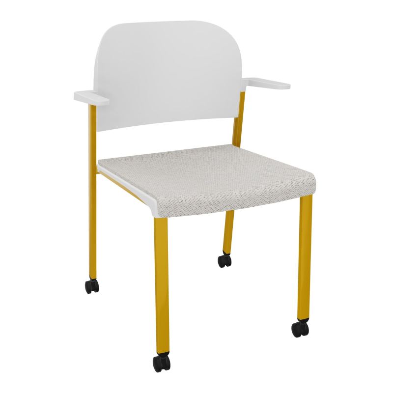 ROMY CHAISE 4P ROULT ASSISE TISSU DOSSIER POLYPRO AVEC ACCOUDOIRS BM SX PT