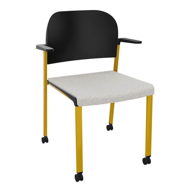 ROMY CHAISE 4P ROULT ASSISE TISSU DOSSIER POLYPRO AVEC ACCOUDOIRS BM SX PU