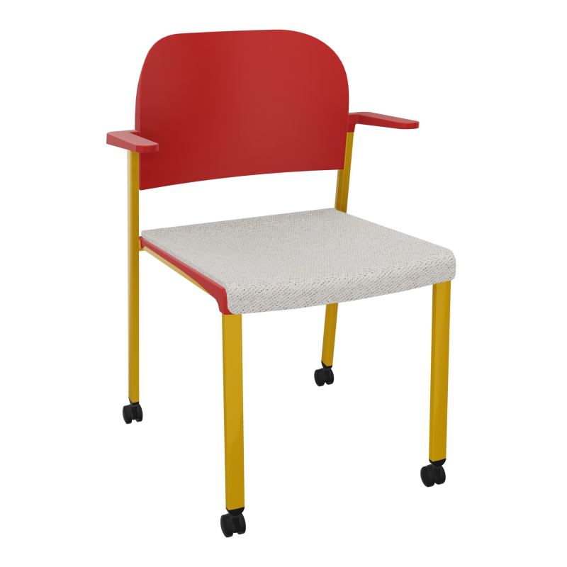 ROMY CHAISE 4P ROULT ASSISE TISSU DOSSIER POLYPRO AVEC ACCOUDOIRS BM SX PZ