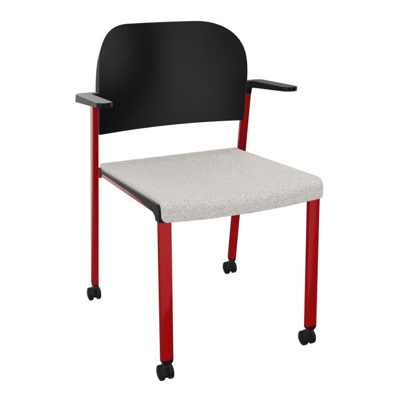ROMY CHAISE 4P ROULT ASSISE TISSU DOSSIER POLYPRO AVEC ACCOUDOIRS BM ZY PU