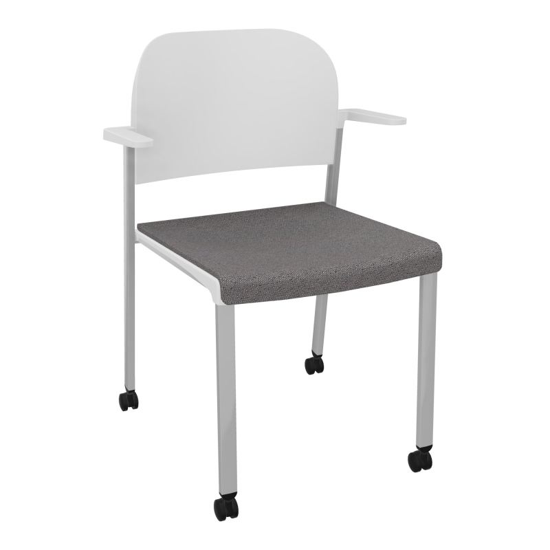 ROMY CHAISE 4P ROULT ASSISE TISSU DOSSIER POLYPRO AVEC ACCOUDOIRS BN SB PT