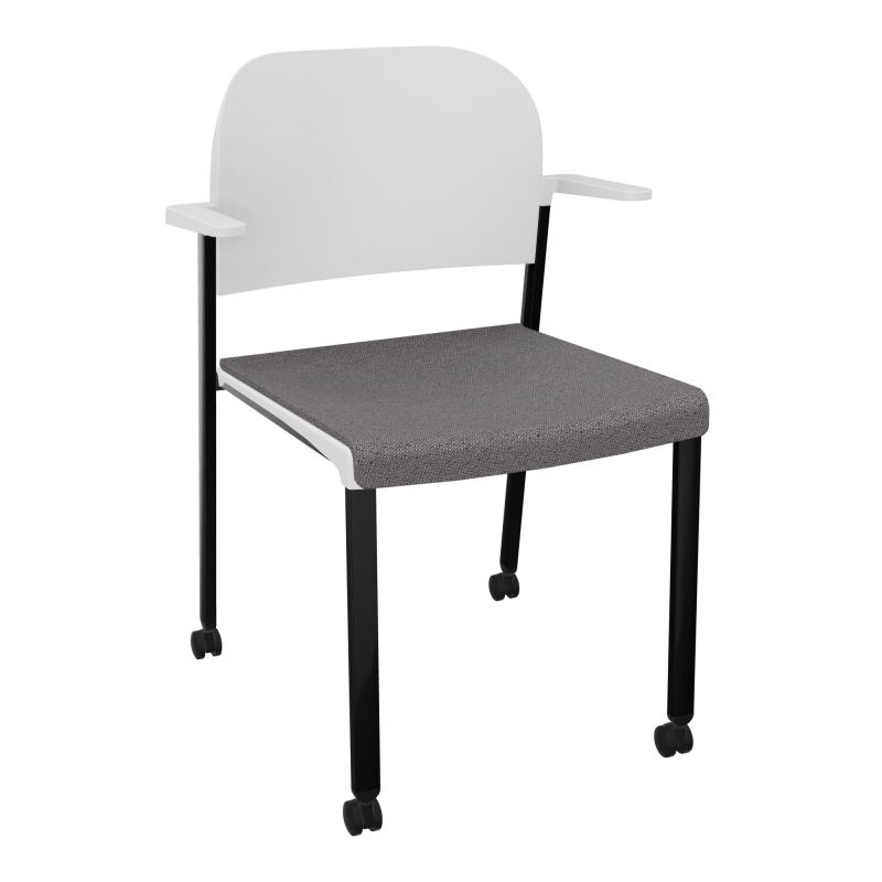 ROMY CHAISE 4P ROULT ASSISE TISSU DOSSIER POLYPRO AVEC ACCOUDOIRS BN SG PT
