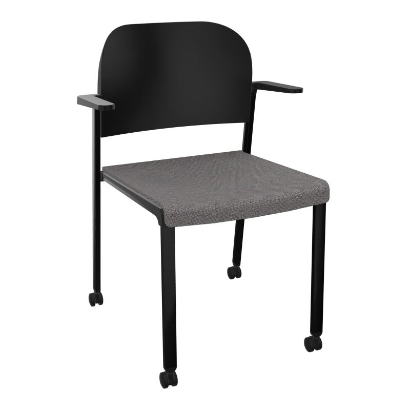 ROMY CHAISE 4P ROULT ASSISE TISSU DOSSIER POLYPRO AVEC ACCOUDOIRS BN SG PU