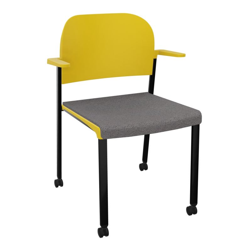 ROMY CHAISE 4P ROULT ASSISE TISSU DOSSIER POLYPRO AVEC ACCOUDOIRS BN SG PW