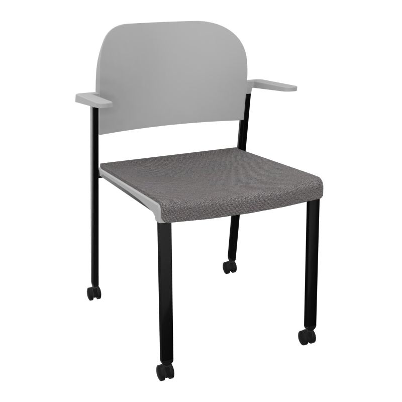 ROMY CHAISE 4P ROULT ASSISE TISSU DOSSIER POLYPRO AVEC ACCOUDOIRS BN SG PX
