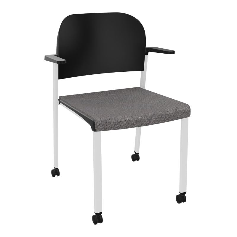 ROMY CHAISE 4P ROULT ASSISE TISSU DOSSIER POLYPRO AVEC ACCOUDOIRS BN SP PU