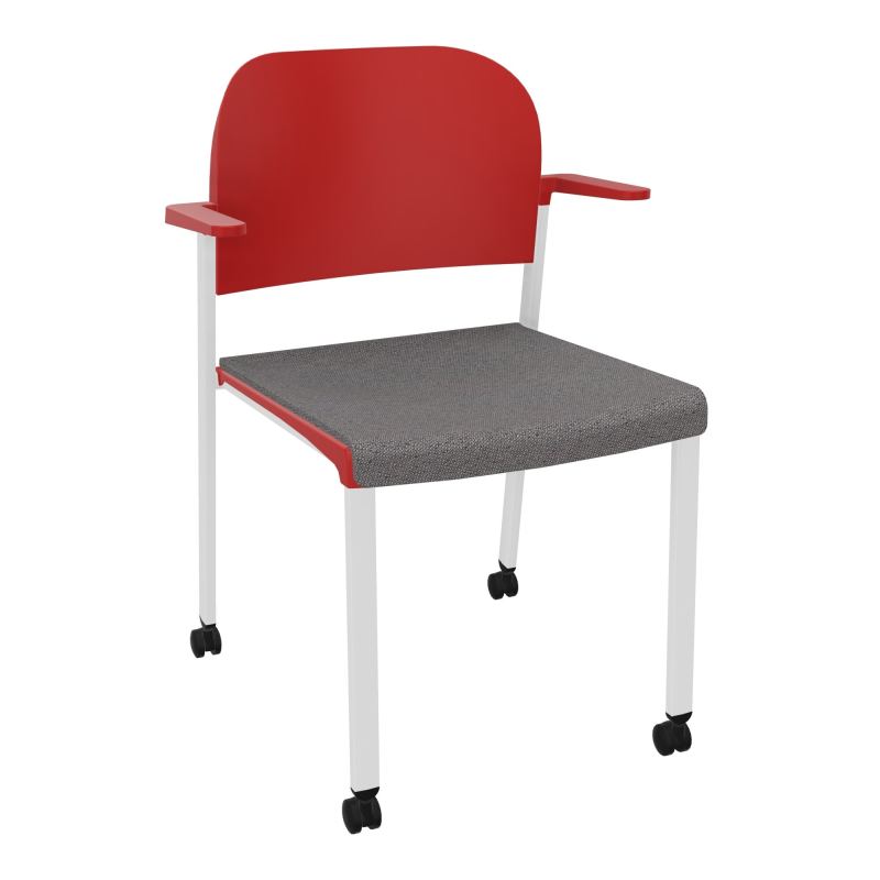 ROMY CHAISE 4P ROULT ASSISE TISSU DOSSIER POLYPRO AVEC ACCOUDOIRS BN SP PZ