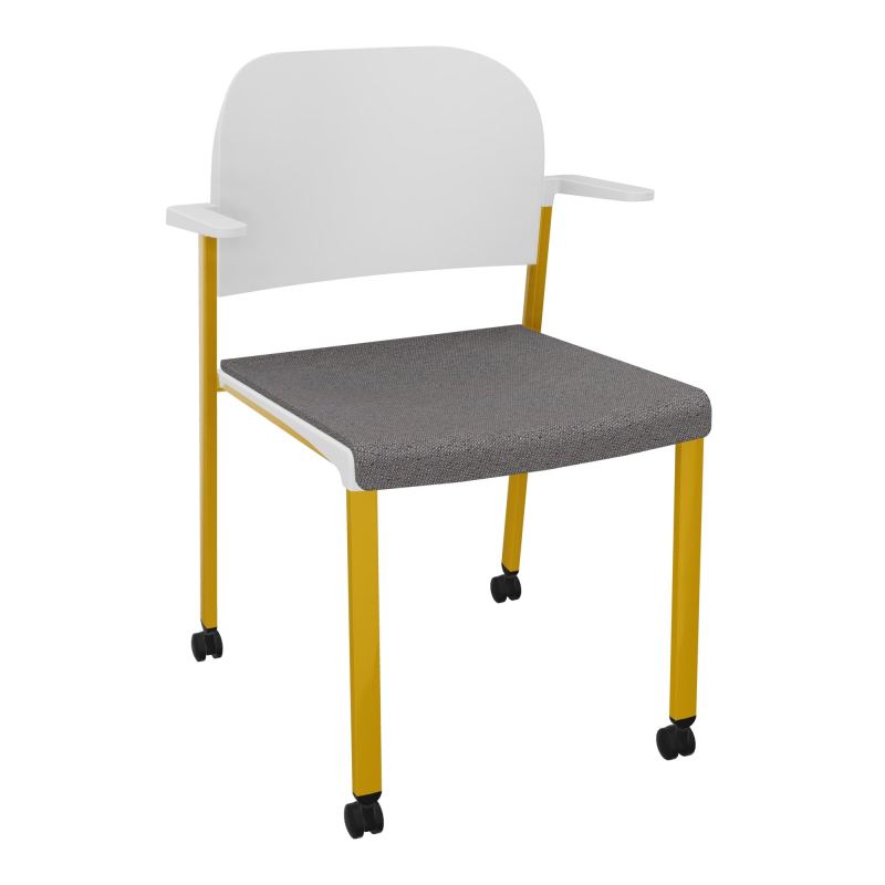 ROMY CHAISE 4P ROULT ASSISE TISSU DOSSIER POLYPRO AVEC ACCOUDOIRS BN SX PT