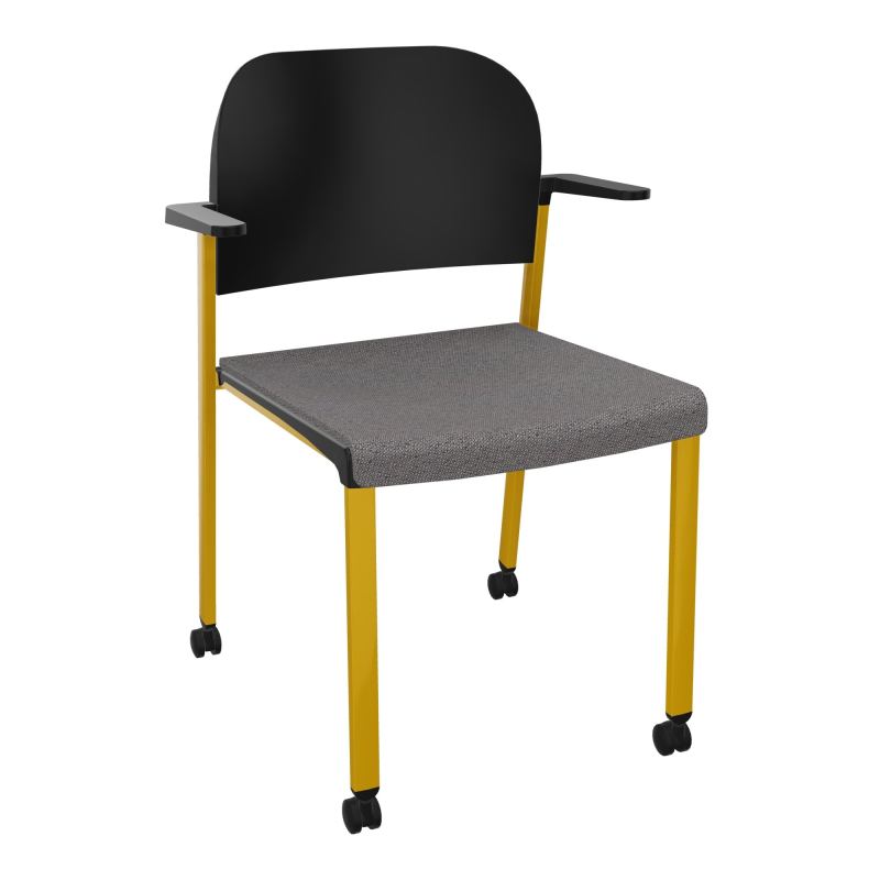 ROMY CHAISE 4P ROULT ASSISE TISSU DOSSIER POLYPRO AVEC ACCOUDOIRS BN SX PU
