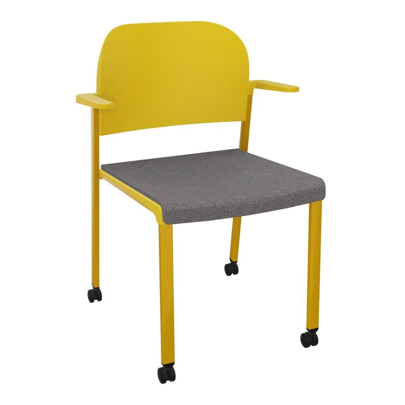 ROMY CHAISE 4P ROULT ASSISE TISSU DOSSIER POLYPRO AVEC ACCOUDOIRS BN SX PW