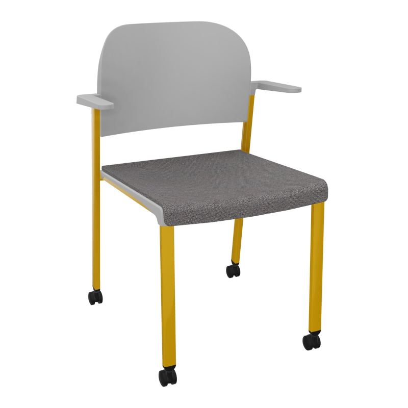 ROMY CHAISE 4P ROULT ASSISE TISSU DOSSIER POLYPRO AVEC ACCOUDOIRS BN SX PX
