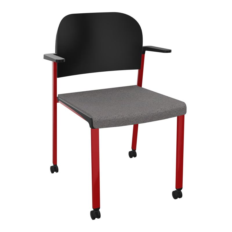 ROMY CHAISE 4P ROULT ASSISE TISSU DOSSIER POLYPRO AVEC ACCOUDOIRS BN ZY PU