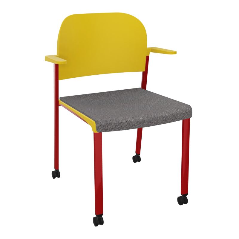 ROMY CHAISE 4P ROULT ASSISE TISSU DOSSIER POLYPRO AVEC ACCOUDOIRS BN ZY PW