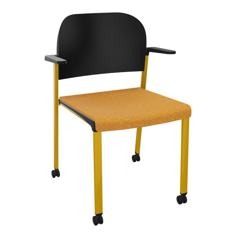 ROMY CHAISE 4P ROULT ASSISE TISSU DOSSIER POLYPRO AVEC ACCOUDOIRS BO SX PU