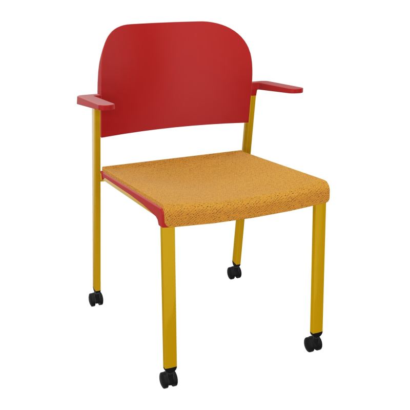 ROMY CHAISE 4P ROULT ASSISE TISSU DOSSIER POLYPRO AVEC ACCOUDOIRS BO SX PZ