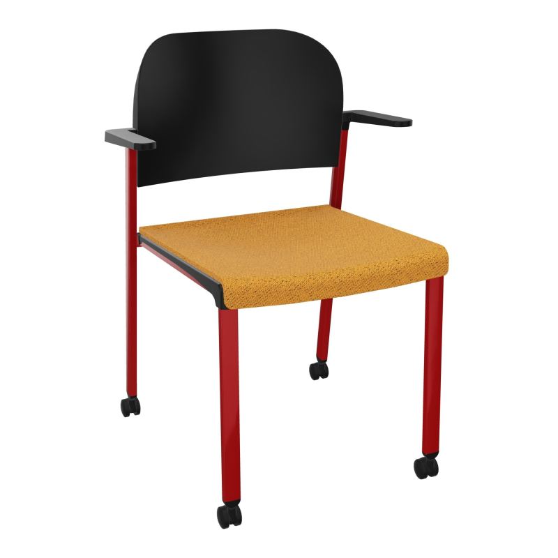 ROMY CHAISE 4P ROULT ASSISE TISSU DOSSIER POLYPRO AVEC ACCOUDOIRS BO ZY PU