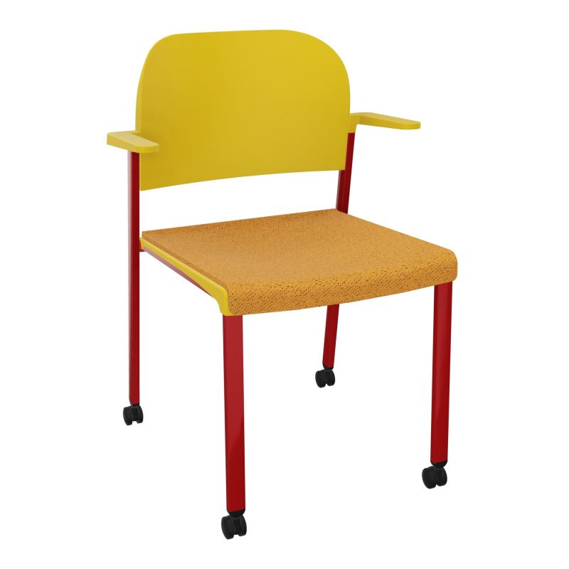 ROMY CHAISE 4P ROULT ASSISE TISSU DOSSIER POLYPRO AVEC ACCOUDOIRS BO ZY PW