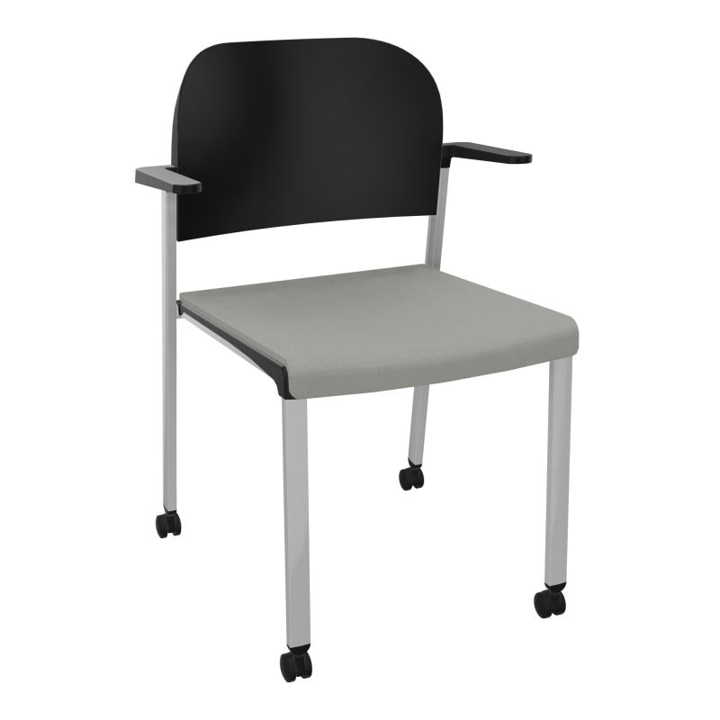 ROMY CHAISE 4P ROULT ASSISE TISSU DOSSIER POLYPRO AVEC ACCOUDOIRS CA SB PU