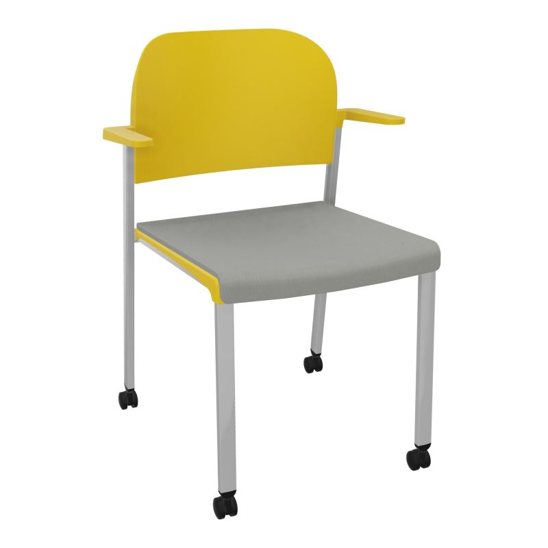 ROMY CHAISE 4P ROULT ASSISE TISSU DOSSIER POLYPRO AVEC ACCOUDOIRS CA SB PW