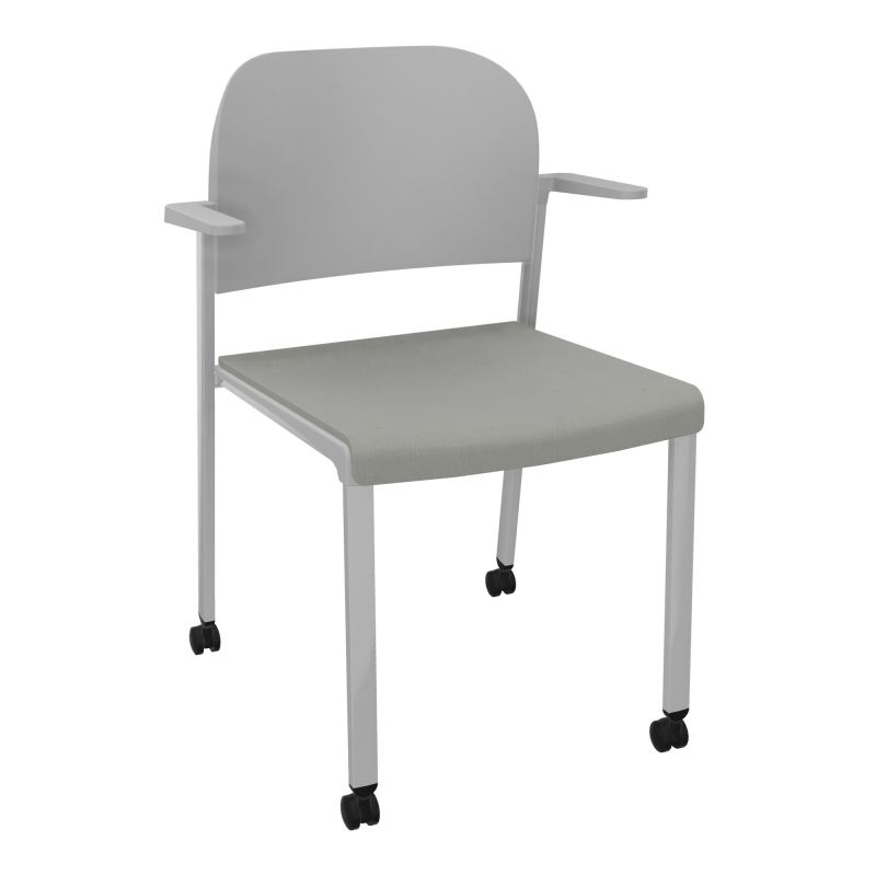 ROMY CHAISE 4P ROULT ASSISE TISSU DOSSIER POLYPRO AVEC ACCOUDOIRS CA SB PX