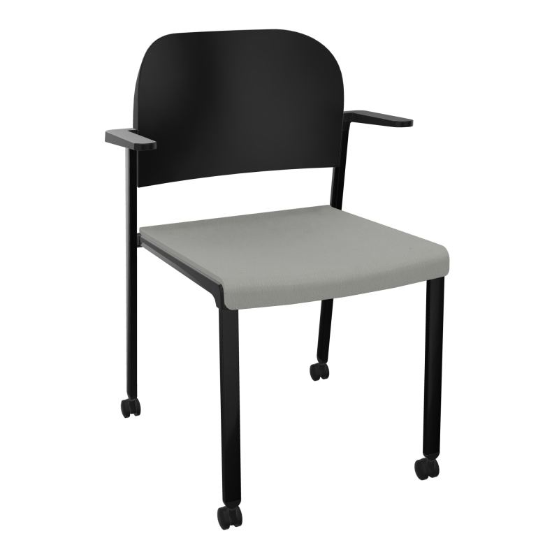ROMY CHAISE 4P ROULT ASSISE TISSU DOSSIER POLYPRO AVEC ACCOUDOIRS CA SG PU
