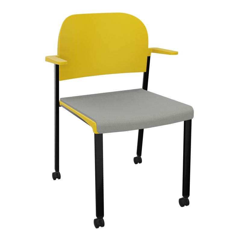 ROMY CHAISE 4P ROULT ASSISE TISSU DOSSIER POLYPRO AVEC ACCOUDOIRS CA SG PW