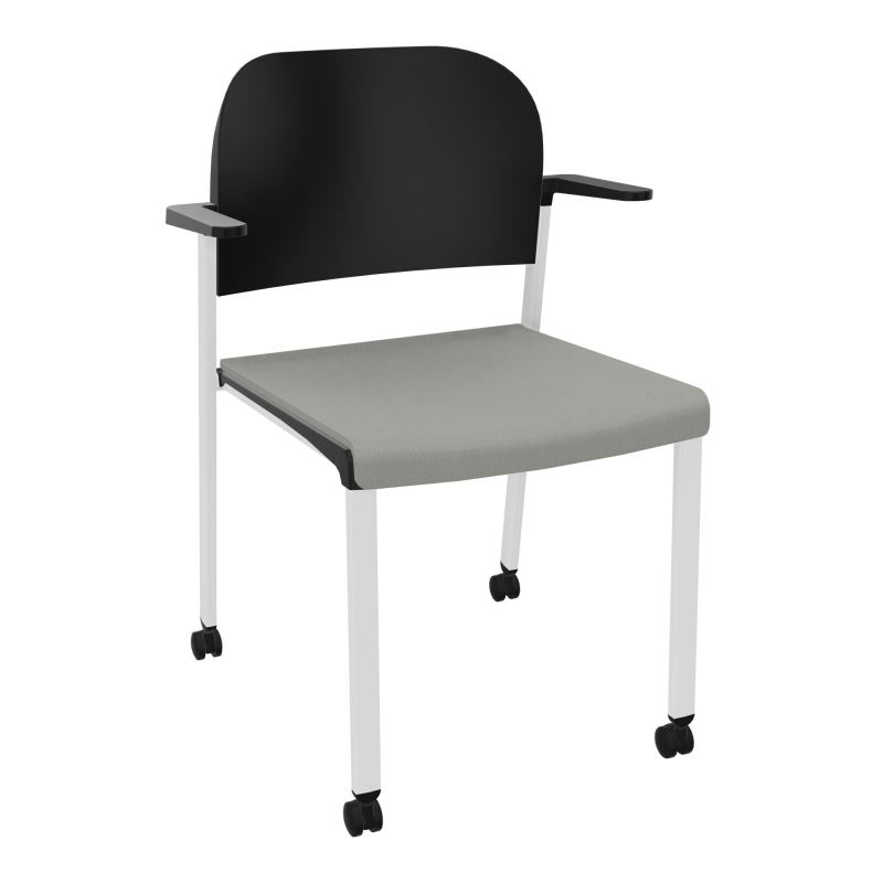 ROMY CHAISE 4P ROULT ASSISE TISSU DOSSIER POLYPRO AVEC ACCOUDOIRS CA SP PU
