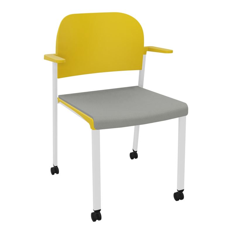ROMY CHAISE 4P ROULT ASSISE TISSU DOSSIER POLYPRO AVEC ACCOUDOIRS CA SP PW