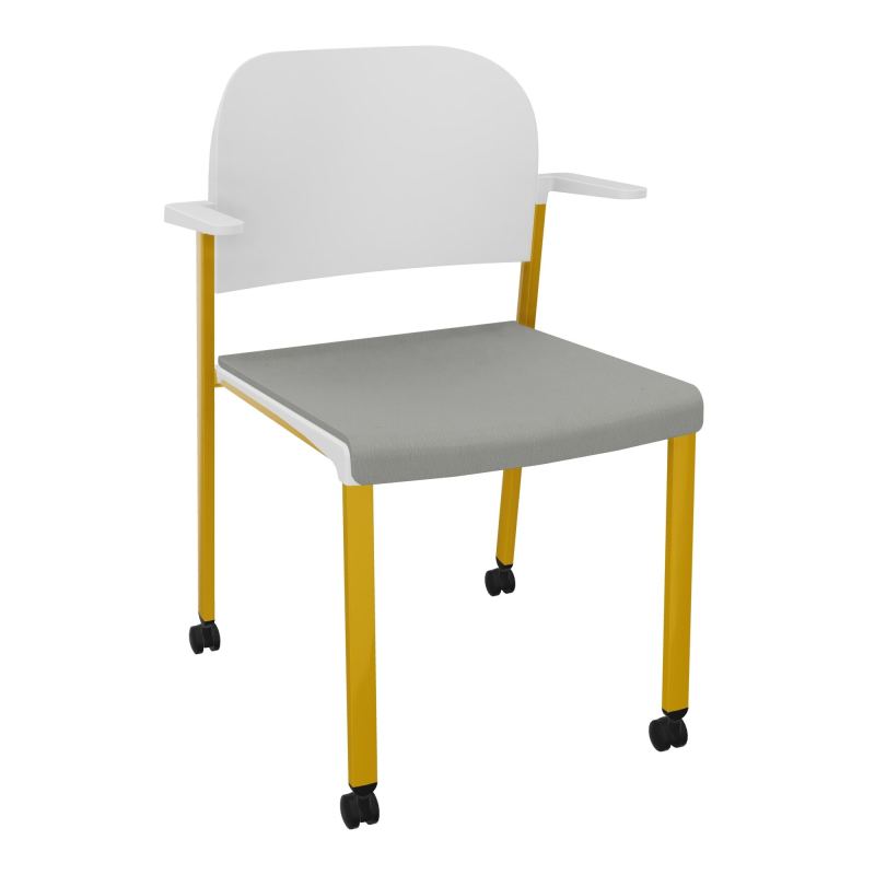 ROMY CHAISE 4P ROULT ASSISE TISSU DOSSIER POLYPRO AVEC ACCOUDOIRS CA SX PT