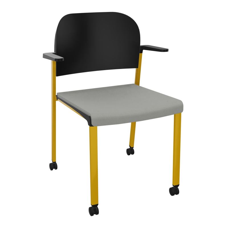 ROMY CHAISE 4P ROULT ASSISE TISSU DOSSIER POLYPRO AVEC ACCOUDOIRS CA SX PU