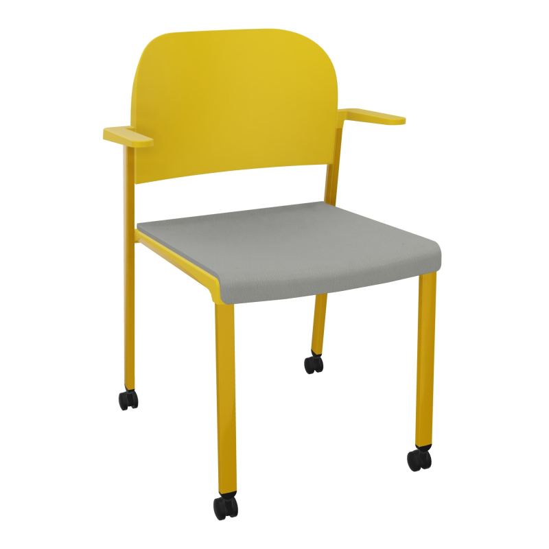 ROMY CHAISE 4P ROULT ASSISE TISSU DOSSIER POLYPRO AVEC ACCOUDOIRS CA SX PW