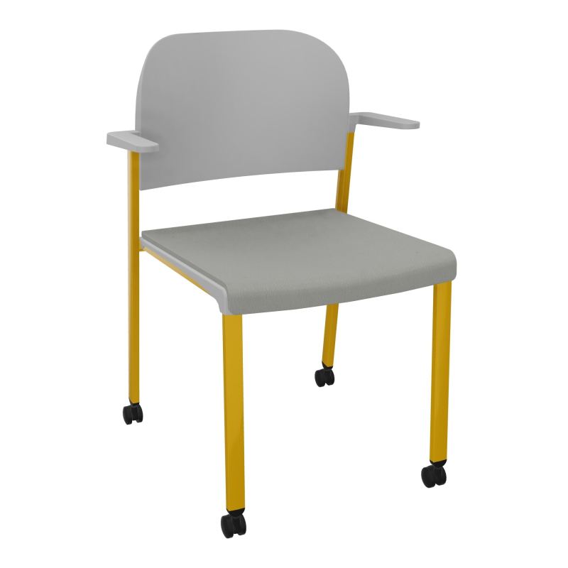ROMY CHAISE 4P ROULT ASSISE TISSU DOSSIER POLYPRO AVEC ACCOUDOIRS CA SX PX