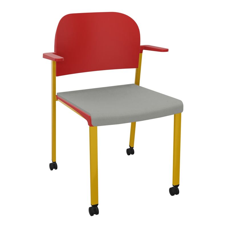 ROMY CHAISE 4P ROULT ASSISE TISSU DOSSIER POLYPRO AVEC ACCOUDOIRS CA SX PZ