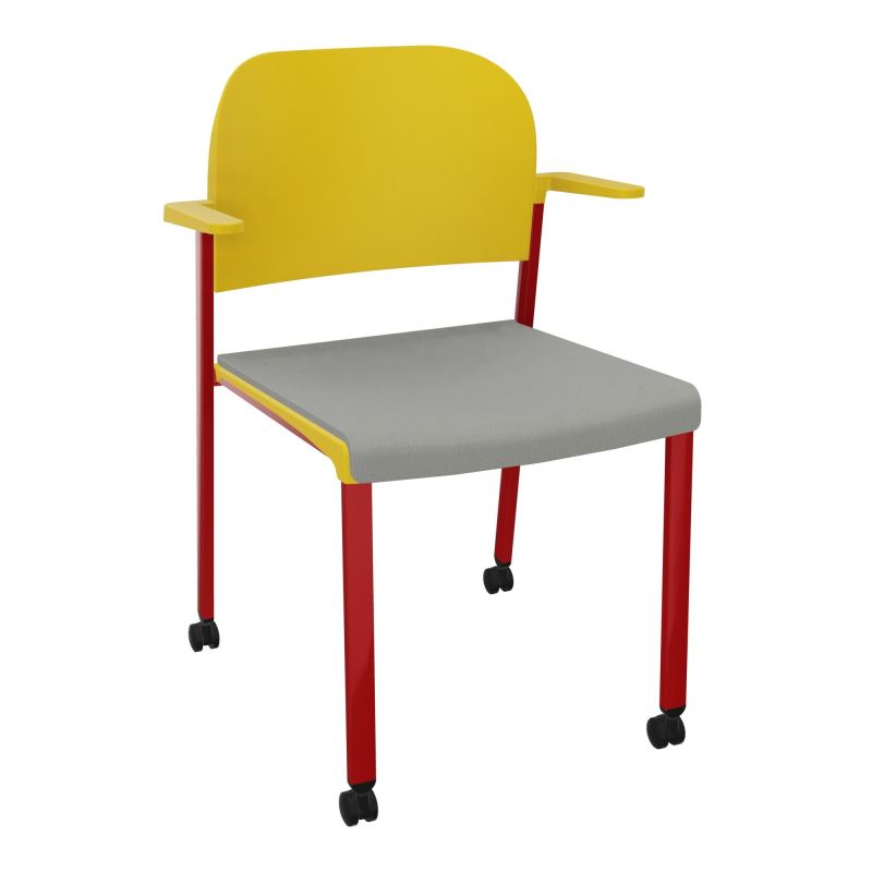 ROMY CHAISE 4P ROULT ASSISE TISSU DOSSIER POLYPRO AVEC ACCOUDOIRS CA ZY PW